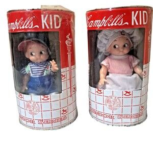 Campbell's Soup Junior Series Campbell's Kid Coin Bank Doll Set of 2 1998